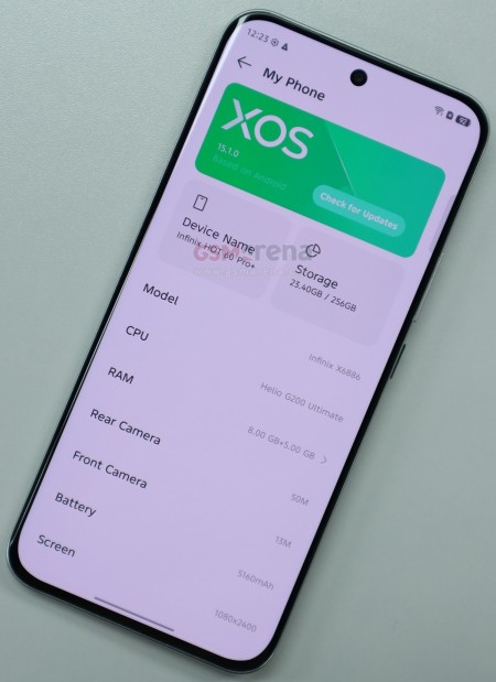 Экран ''Мой телефон'' Infinix Hot 60 Pro+ с основными характеристиками