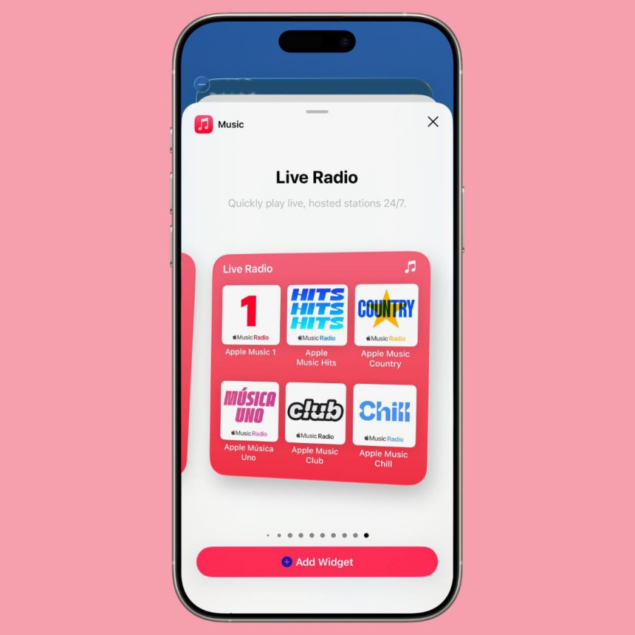 new Apple Music Live Radio widget
